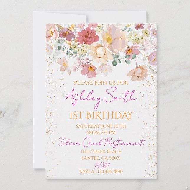 Dloral First Birthday Invitation (Front)