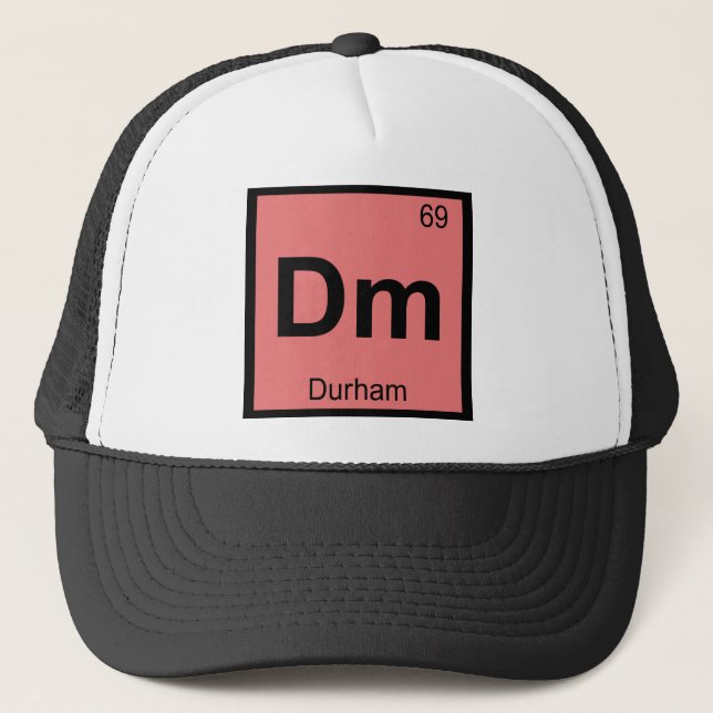 Dm - Durham North Carolina Chemistry City Symbol Trucker Hat (Front)