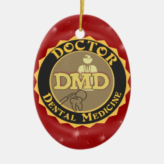 DMD DOCTOR OF DENTAL MEDICINE LOGO CERAMIC TREE DECORATION (Front)