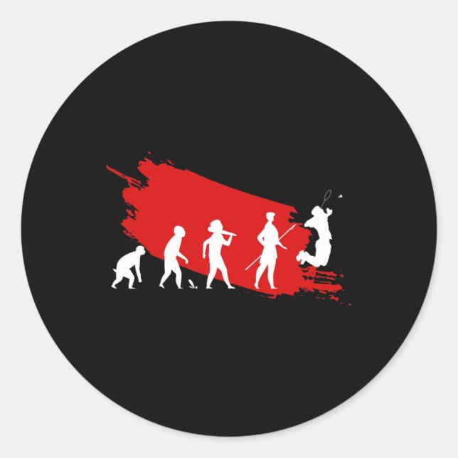 Dminton Player Evolution Funny Sports Coach Graphi Classic Round Sticker (Front)