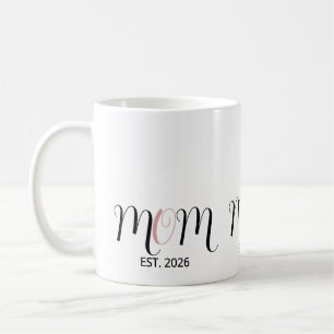 DMom Established Black Pink Script New Mum Gift Coffee Mug