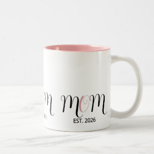 DMom Established Black Pink Script New Mum Gift Two-Tone Coffee Mug