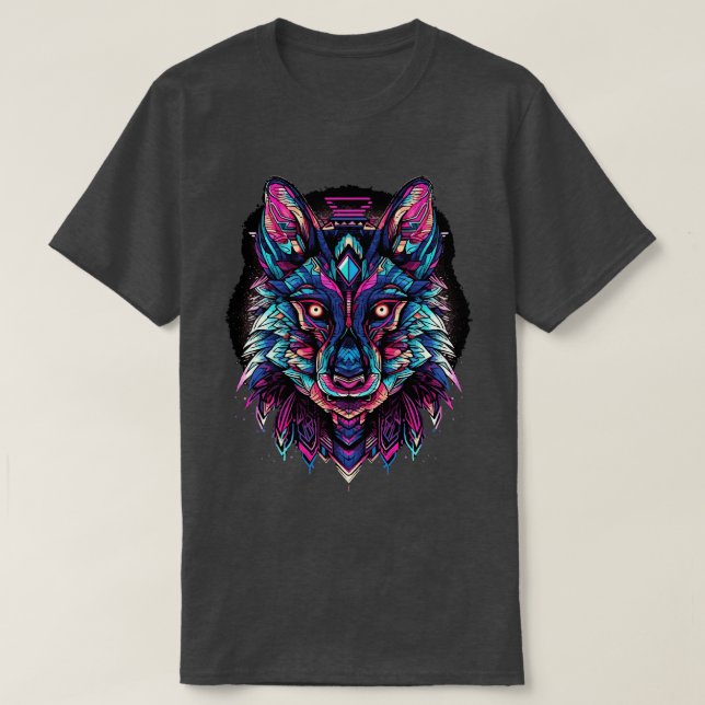 DMT Art Style Wolf 6 T-Shirt (Design Front)