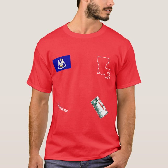 DMV License Plate State Outline and Flag Pattern O T-Shirt (Front)