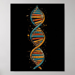 Dna Bookshelf Reading Book Reader Teacher Libraria Poster
