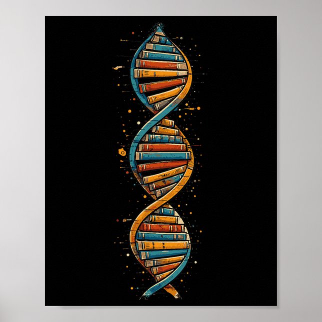 Dna Bookshelf Reading Book Reader Teacher Libraria Poster (Front)