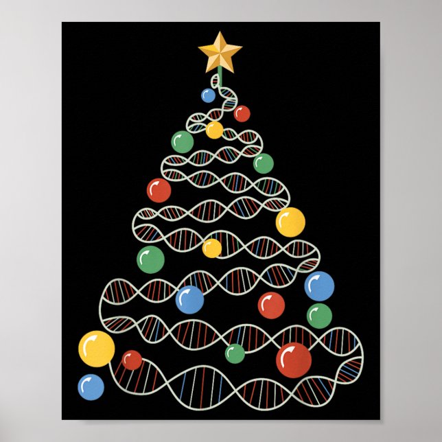 Dna Christmas Tree Funny Science Puns Christmas Te Poster (Front)