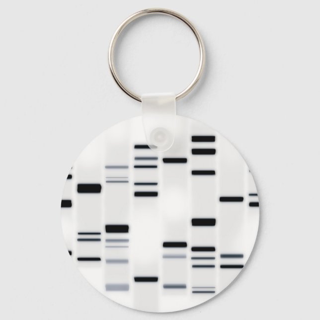 DNA Code Art Black on White Key Ring (Front)
