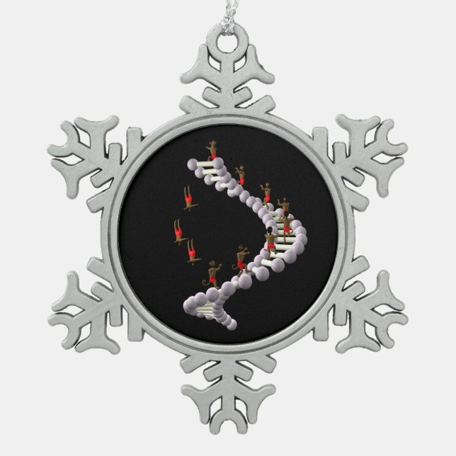 DNA: Darwin's Evolution Snowflake Pewter Christmas Ornament (Front)