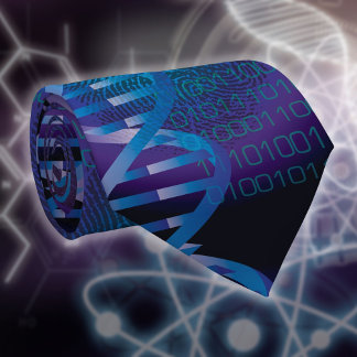 DNA Fingerprint Medical Science Blue Patterned Tie