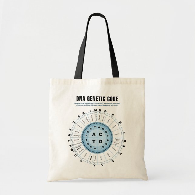 DNA Genetic Code Chart Tote Bag (Front)