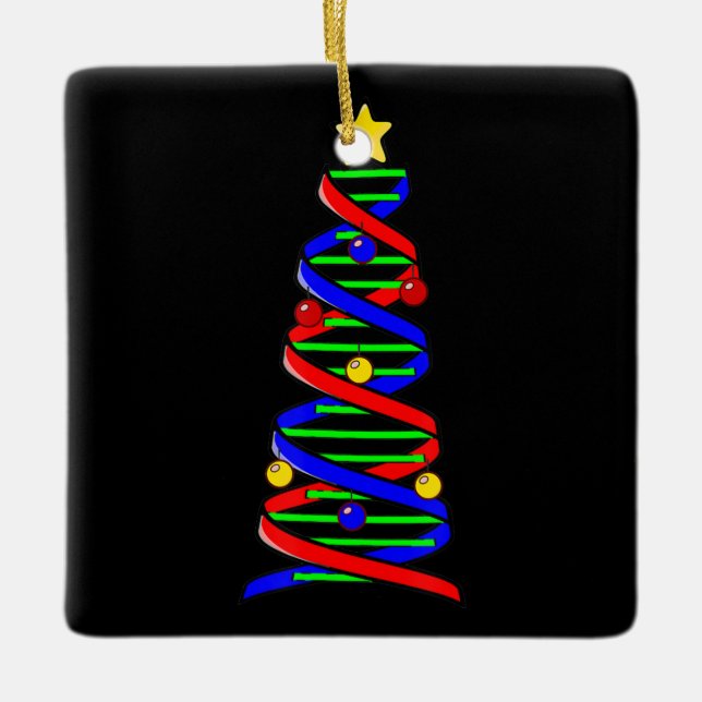 DNA Helix Christmas Tree Life Science Biology Ceramic Ornament (Front)