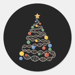 Dna Helix Christmas Tree Scientist Biology Science Classic Round Sticker