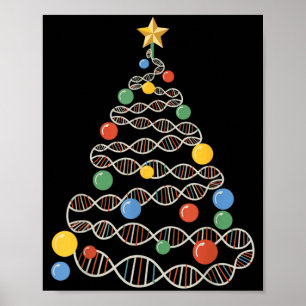 Dna Helix Christmas Tree Scientist Biology Science Poster
