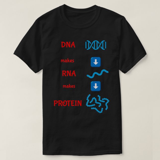 DNA Makes RNA Makes Protein Molecular Cell Biology T-Shirt (Design Front)