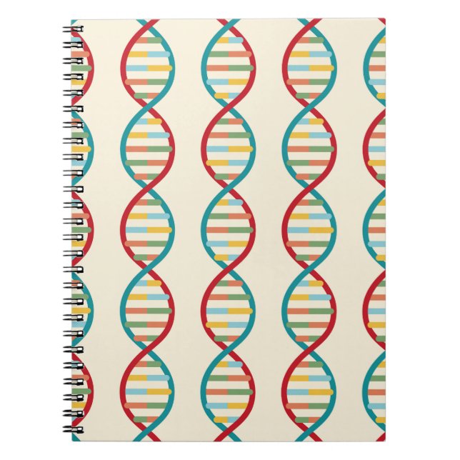 ​​DNA Mid Century Modern STEM Biology Stripe cream Notebook (Front)