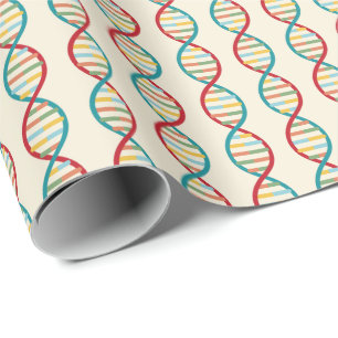 ​​DNA Mid Century Modern STEM Biology Stripe cream Wrapping Paper