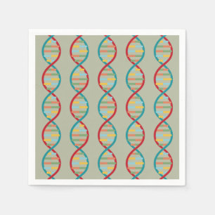 ​​DNA Mid Century Modern STEM Biology Stripe green Napkin
