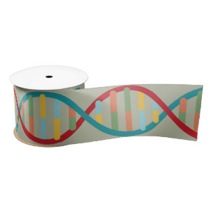 DNA Mid Century Modern STEM Biology Stripe green Satin Ribbon