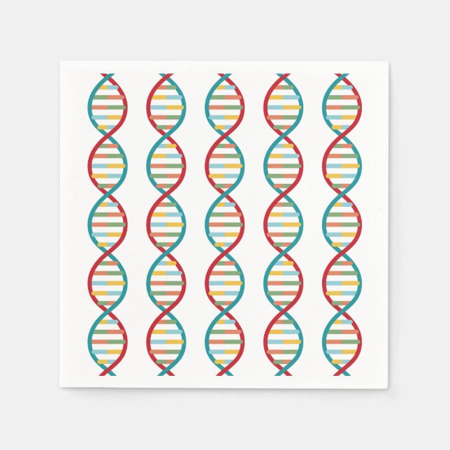 ​​DNA Mid Century Modern STEM Biology Stripe white Napkin (Front)