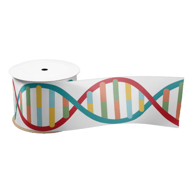 ​​DNA Mid Century Modern STEM Biology Stripe white Satin Ribbon (Spool)