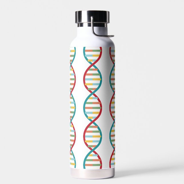 ​​DNA Mid Century Modern STEM Biology Stripe white Water Bottle (Left)