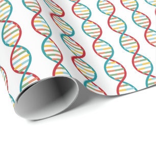 ​​DNA Mid Century Modern STEM Biology Stripe white Wrapping Paper