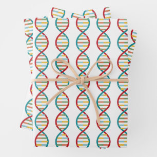 DNA Mid Century Modern STEM Biology Stripe white Wrapping Paper Sheet
