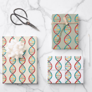 ​​DNA Mid Century Modern STEM Biology Stripe Wrapping Paper Sheet