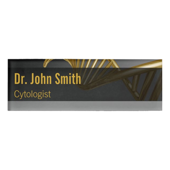 DNA Strand Professional Gold Medical Luxury Name Tag (Front)