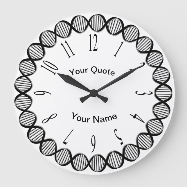 DNA Strands with radiating Standard Numbers Large Clock (Front)