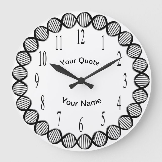 DNA Strands with vertical Standard Numbers Large Clock (Front)