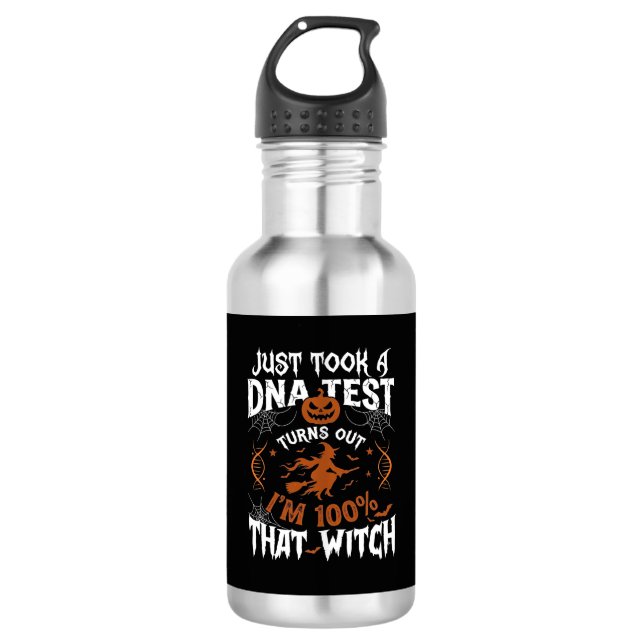 Dna Test Witch Halloween Pumpkin Spider Web 532 Ml Water Bottle (Front)
