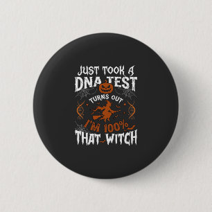 Dna Test Witch Halloween Pumpkin Spider Web 6 Cm Round Badge