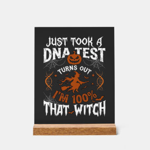 Dna Test Witch Halloween Pumpkin Spider Web Acrylic Sign