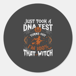 Dna Test Witch Halloween Pumpkin Spider Web Classic Round Sticker
