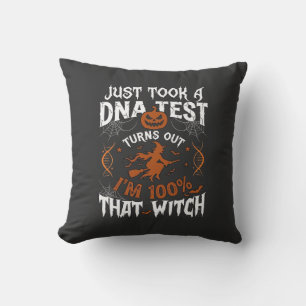Dna Test Witch Halloween Pumpkin Spider Web Cushion