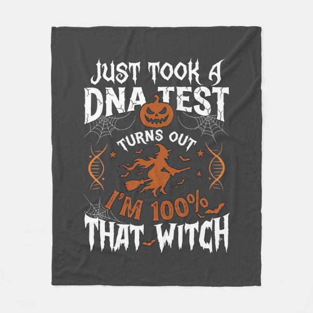 Dna Test Witch Halloween Pumpkin Spider Web Fleece Blanket (Front)