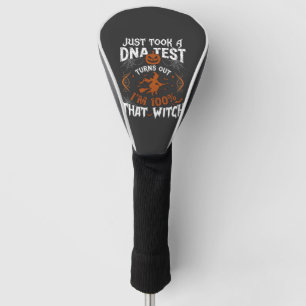Dna Test Witch Halloween Pumpkin Spider Web Golf Head Cover