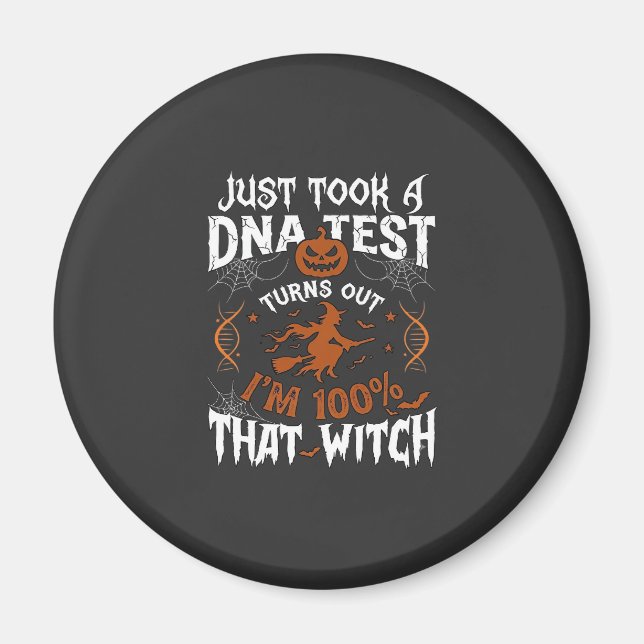 Dna Test Witch Halloween Pumpkin Spider Web Magnet (Front)