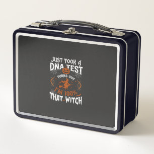 Dna Test Witch Halloween Pumpkin Spider Web Metal Lunch Box