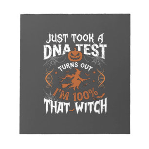Dna Test Witch Halloween Pumpkin Spider Web Notepad