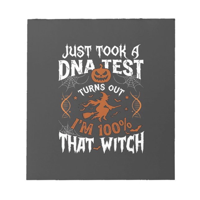 Dna Test Witch Halloween Pumpkin Spider Web Notepad (Front)