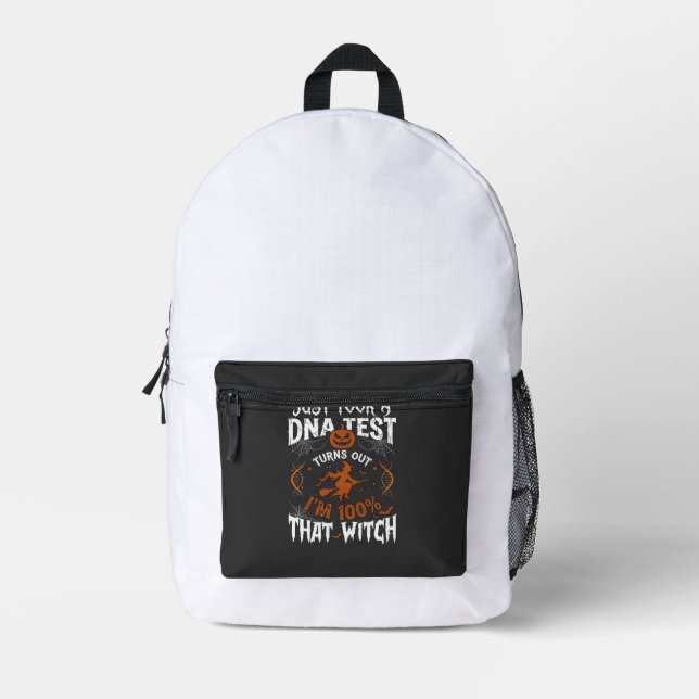 Dna Test Witch Halloween Pumpkin Spider Web Printed Backpack (Front)