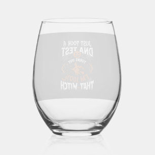 Dna Test Witch Halloween Pumpkin Spider Web Stemless Wine Glass