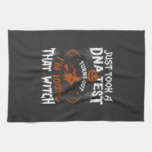 Dna Test Witch Halloween Pumpkin Spider Web Tea Towel