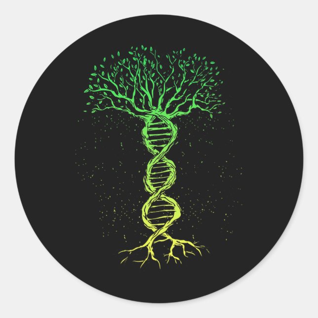 Dna Tree Life Genealogy Biologist Genetics Science Classic Round Sticker (Front)