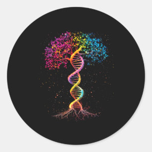Dna tree of life genetics biology outer space classic round sticker