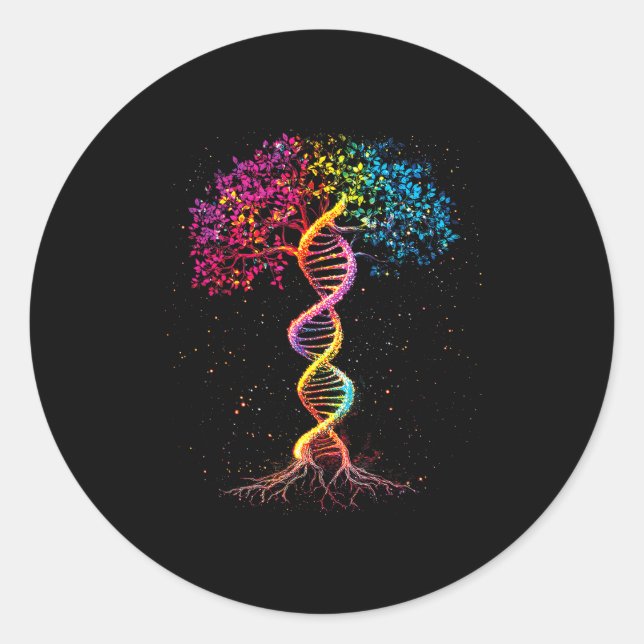 Dna tree of life genetics biology outer space classic round sticker (Front)