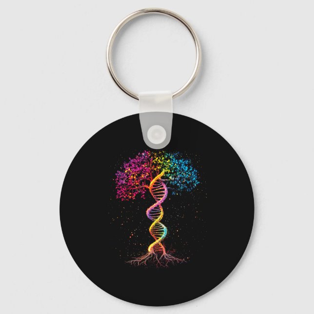 Dna tree of life genetics biology outer space key ring (Front)